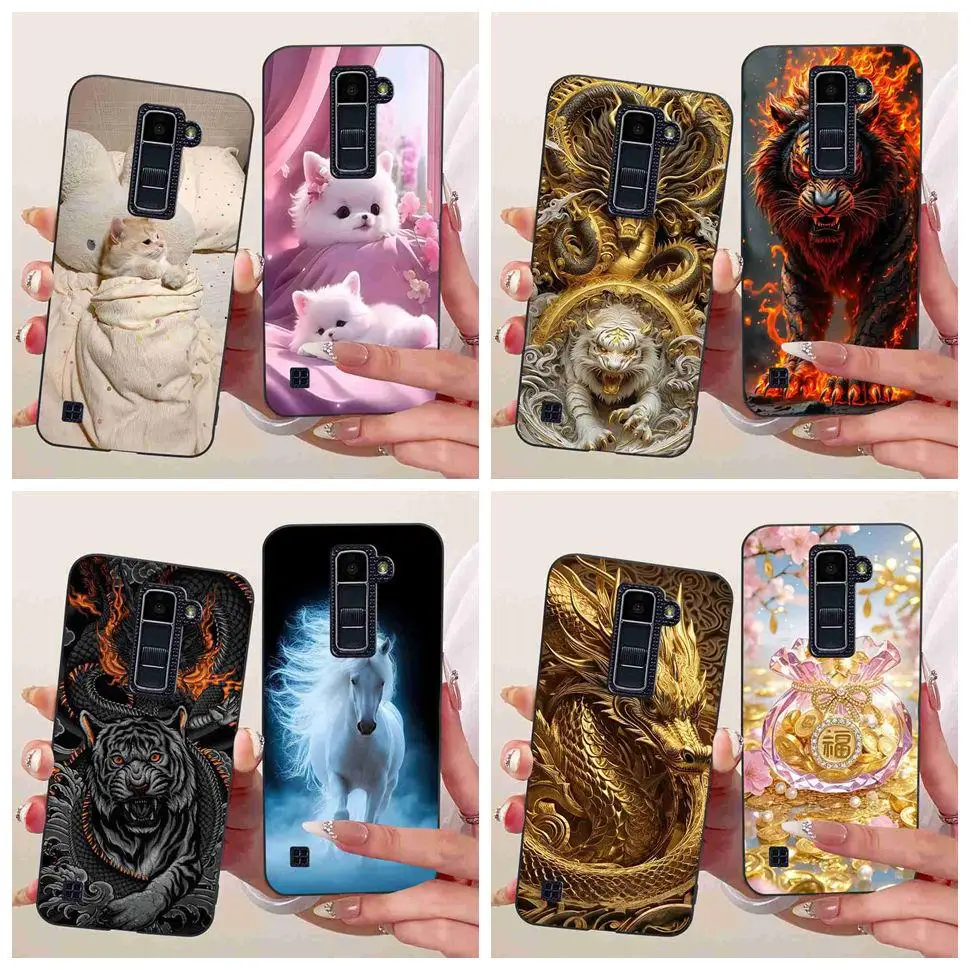 Funda con dibujos de animales para Lg k10 2016, funda negra Popular de silicona TPU a prueba de golpes para LG k10 K10 2016, carcasa para teléfono