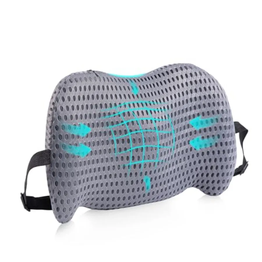 Lumbar Support Pillow for Office Chair, Car Lumbar Pillow Lower Back Pain Relief, Memory Foam Back Cushion with 4D Mesh Cover a