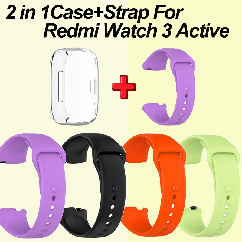 حافظة وحزام شفاف من البولي يورثين الحراري ، 2 في 1 ، حافظة واقية من السيليكون الناعم ، ممتص صدمات بحزام متوافق مع ساعة Redmi 3 Active #1