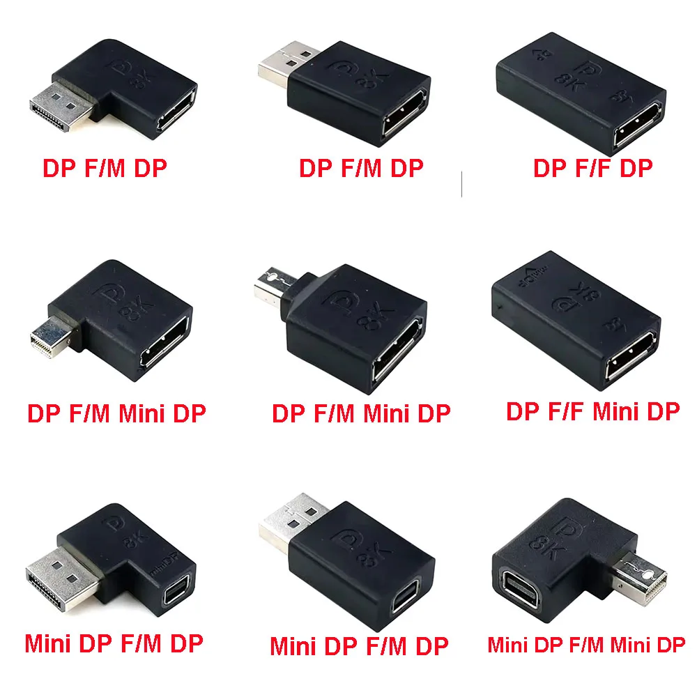 90 Degree Mini Display Port DP 1.4 Adapter Converter Male to Female DP 8K 60Hz 4K Video For Laptop Computer Monitor Projector