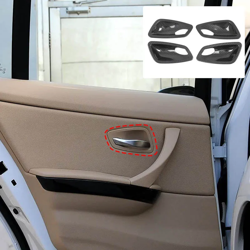 4 piece set Real carbon fiber For BMW 3 Series E90 2005-2012 car interior door bowl decorative sticker protection accessories