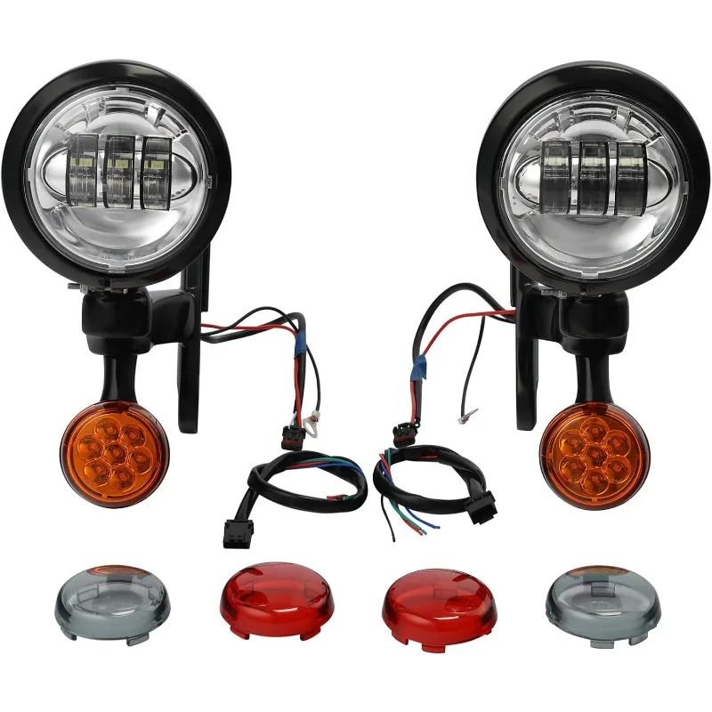 

XFMT Motorcycle 4.5" Auxiliary Spot Fog Light LED Turn Signal Light W/Bracket , Black + Chrome