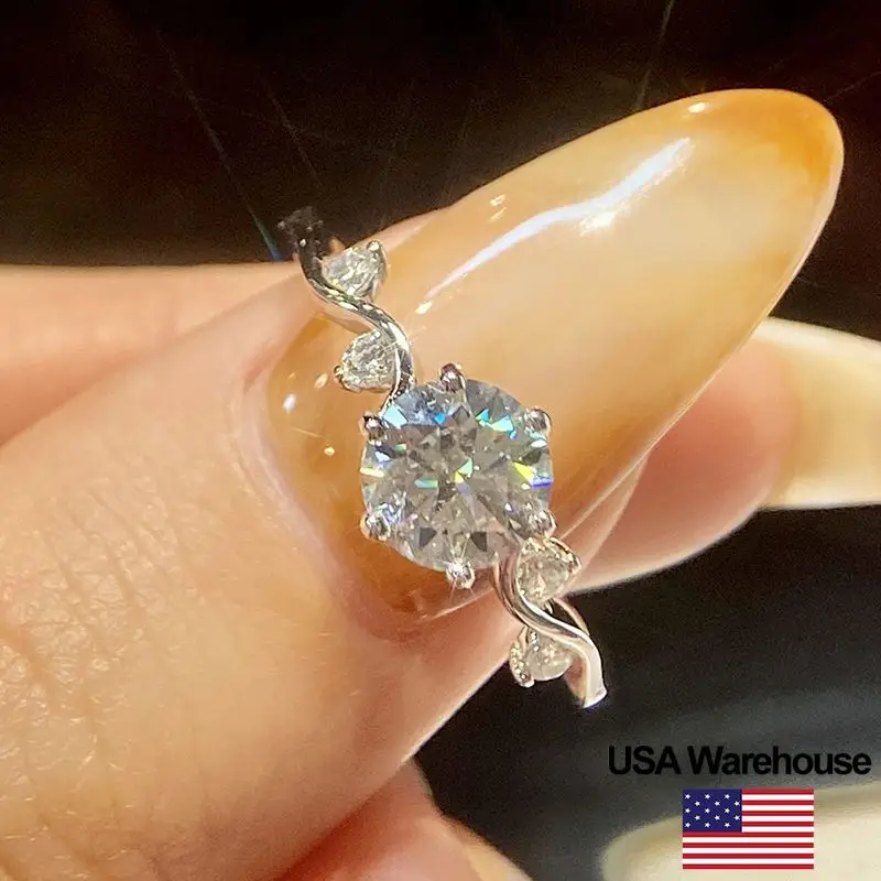 

S925 Sterling Silver Vintage Shiny 1CT Moissanite Diamond Lace Six Claw Rings for Women Engagement Wedding Luxury Jewelry