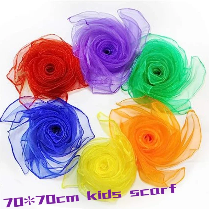 Dance Sensory Scarves Magic Juggling Scarf for Baby Coloured Fabric Play Silks Rainbow Cloth Gymnastics Toy Kerchief 70cm New