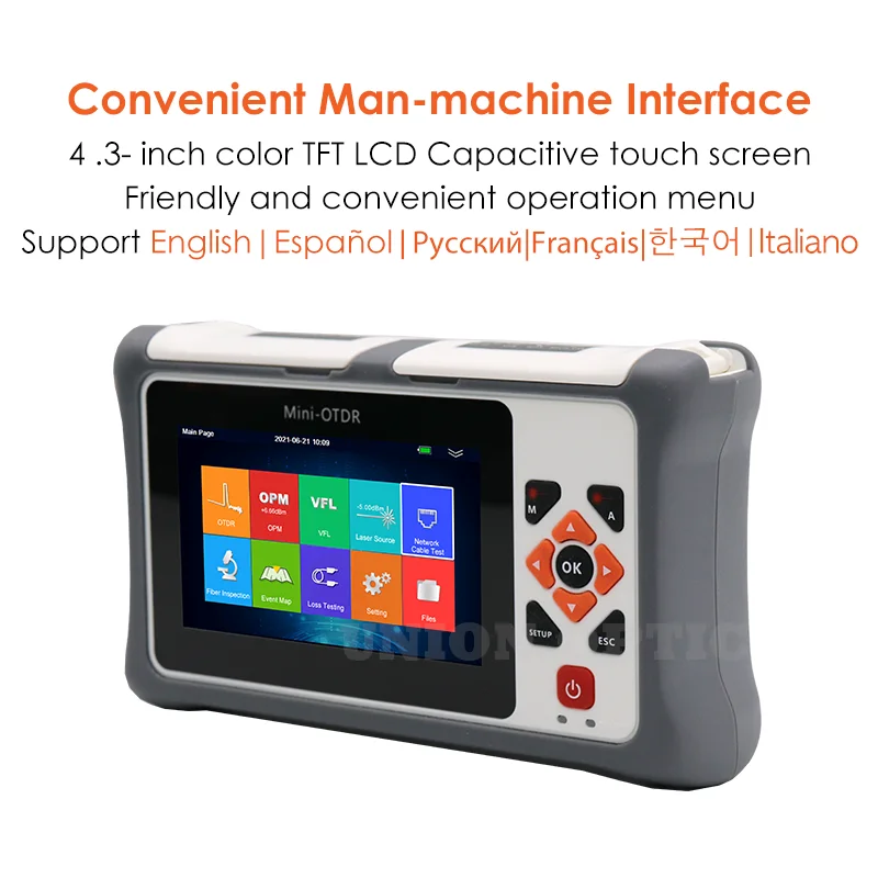 Free Shipping New Mini OTDR Active Fiber Optic Reflectometer Touch Screen 26/24dB VFL OLS OPM Event Map Ethernet Cable Tester