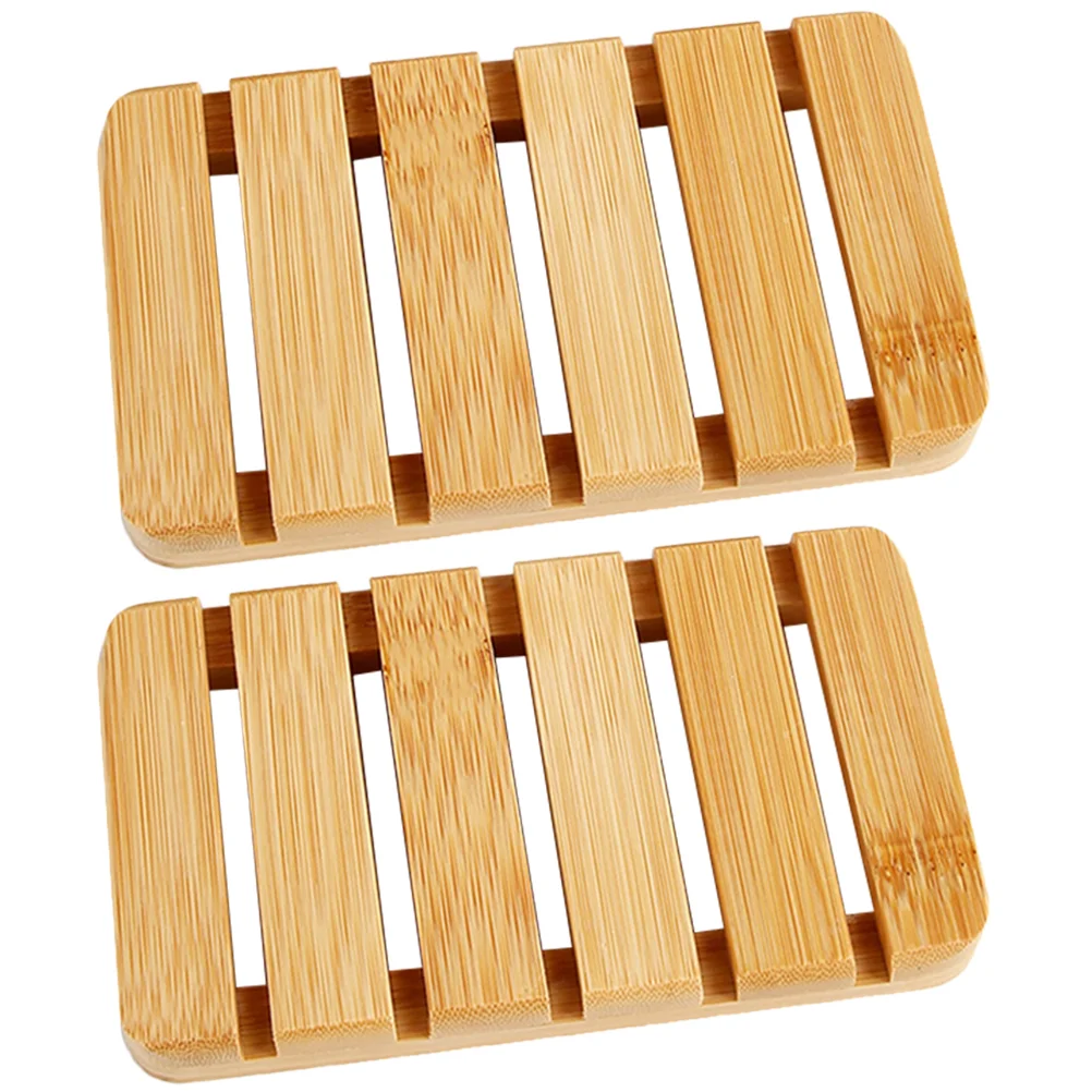 

2 Pcs Bamboo Kitchen Bathroom Toilet Countertop Drain Soap Rack 2pcs (Style 9) Dish for Sink Tray Drainage Holder Bar Laundry