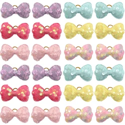 100pcs Sequins Style Dog Bowknot Pet Hair Bows Decorate Bows with Rubber Band for Small Dogs Puppy Pet Headwear Dog Accessories