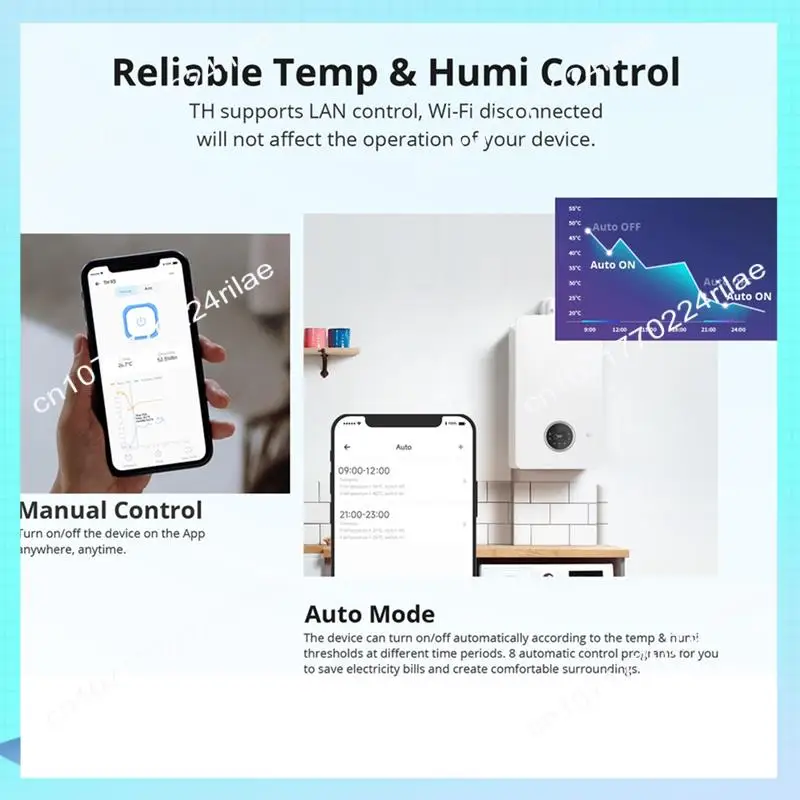 A17Z TH Elite 20A Smart Temperature Humidity Monitoring Switch LCD Screen Smart Home Automation Modules