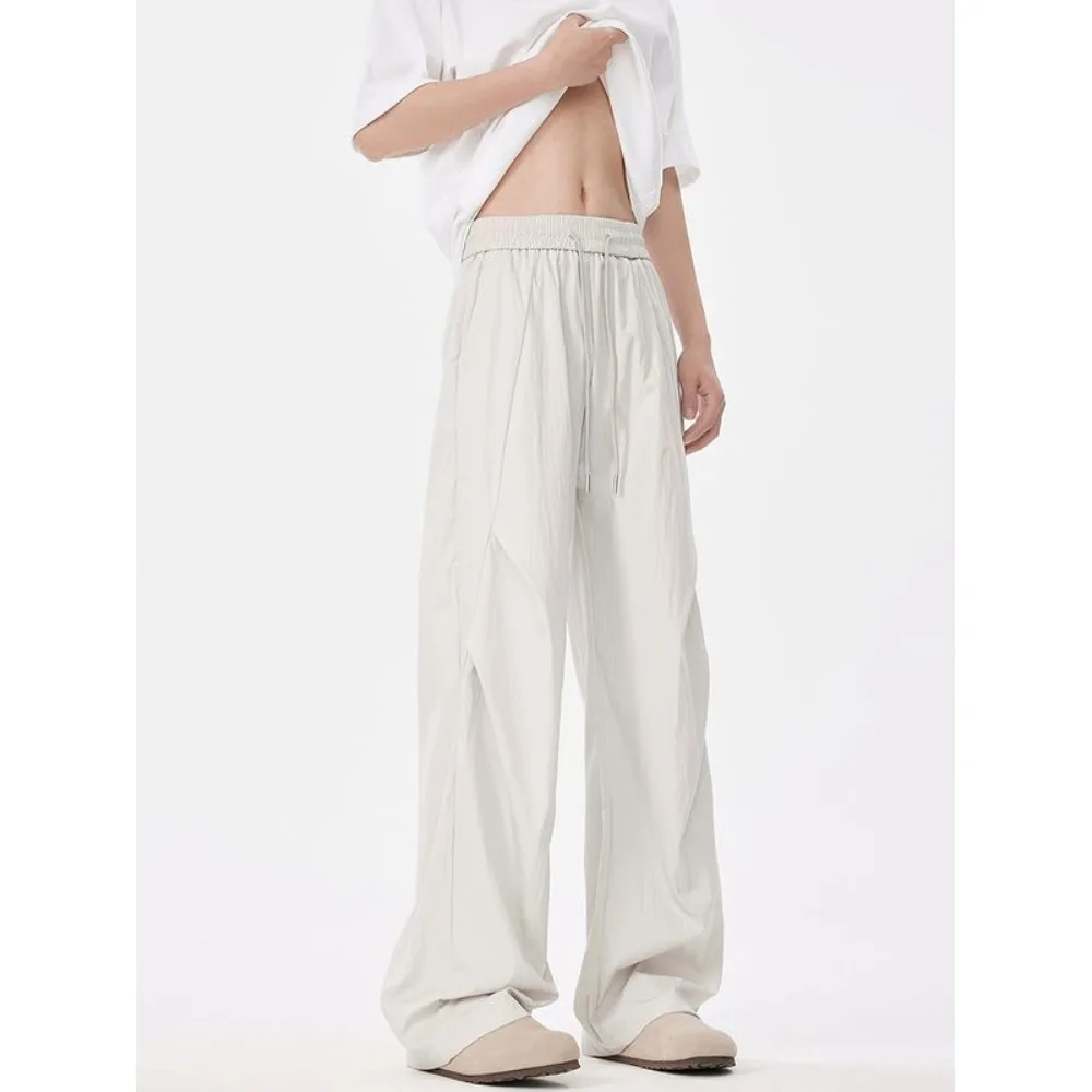 Invisible Open Crotch Outdoor Sex Pleated Paratrooper Pants Men's Summer Thin Loose Casual Trousers Quick-drying Straight