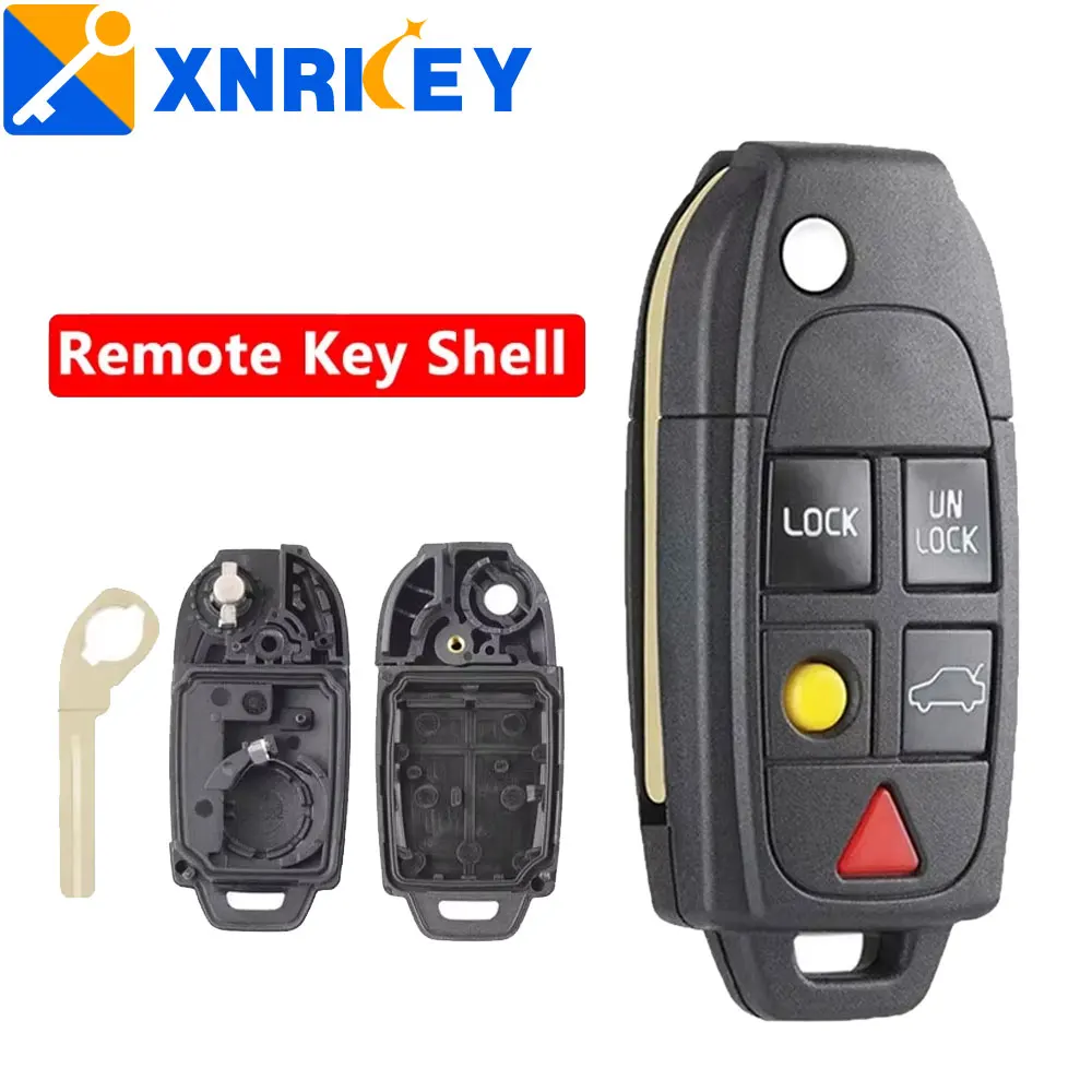 

XNRKEY удаленный автомобильный ключ, 5-кнопочный брелок для Volvo S4 S60 S80 V70 XC70 XC90 C30 V50 2003-2014, сменный чехол для ключа