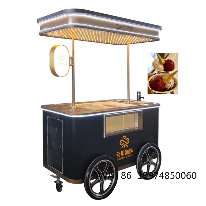 Commercial Gelato Showcase Cart Dessert Shop Mobile Hard Ice Cream Display Freezer