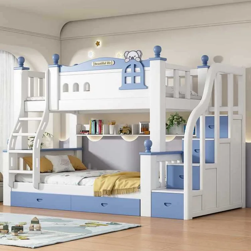 

All solid wood upper and lower Bunk beds Multifunctional high and lower Children's beds Upper and lower bunk Adults