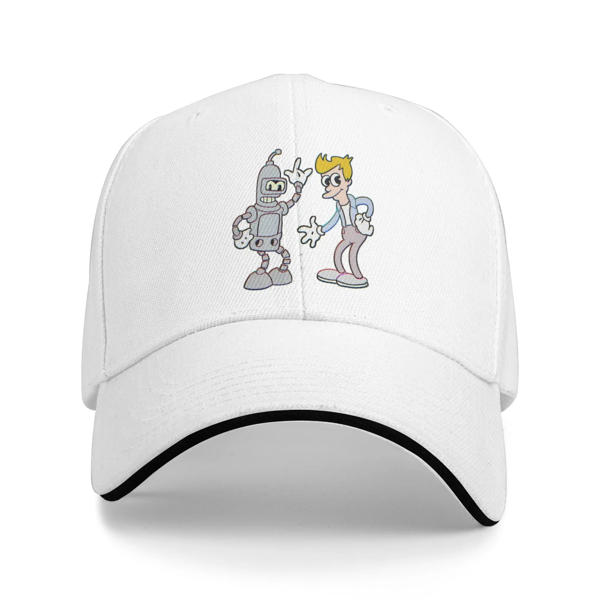 Unisex Bender and Fry Sandwich Hats  , Hip-Hop Baseball Cap Polyester Futuramas Sun Caps Adjustable Golf Hats Summer