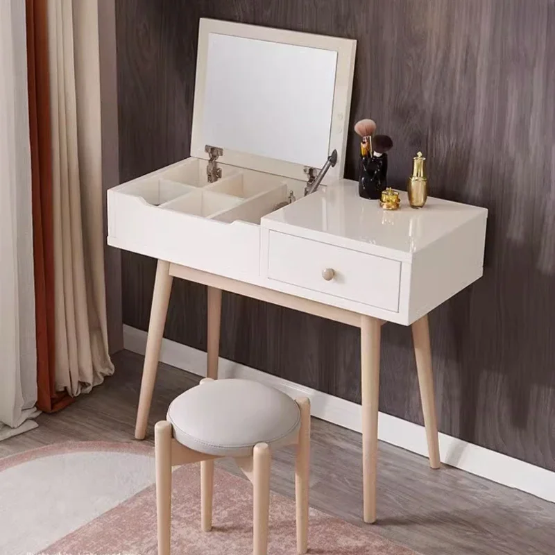 

Bedroom Bedside Makeup Vanities Table Holder Trick White Organizer Mirror Toiletries Comfortable cheap drawers salon furniture