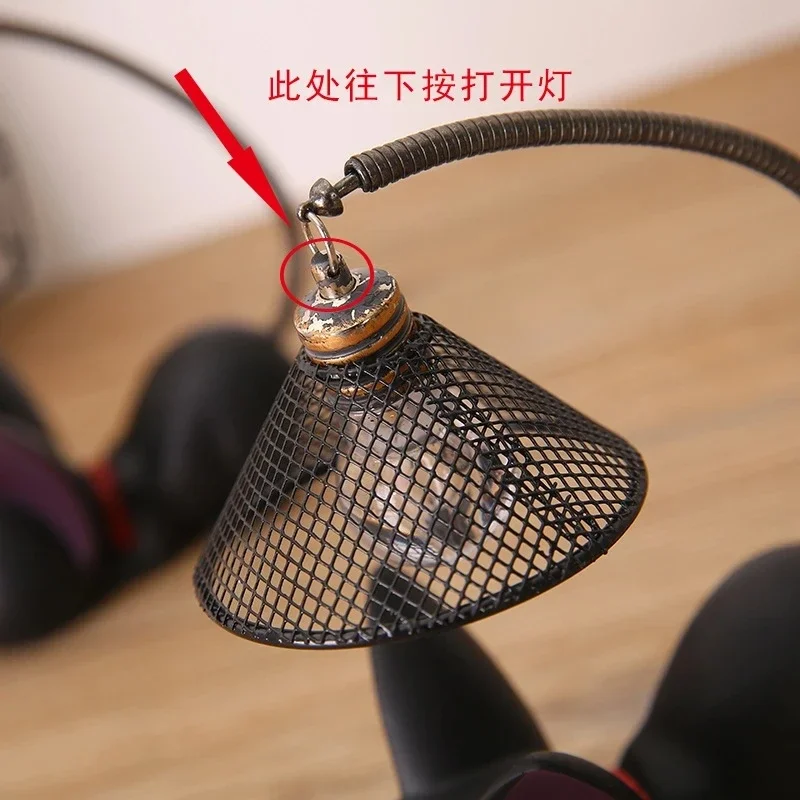 Romantic Creative Animal Cat Resin Night Light Crafts Desktop Decoration LED Night Lamp Children Students Present Reading Lamp