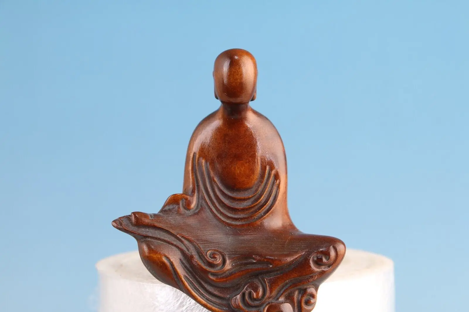 chinese boxwood hand carved buddha statue netsuke collectable art good seat