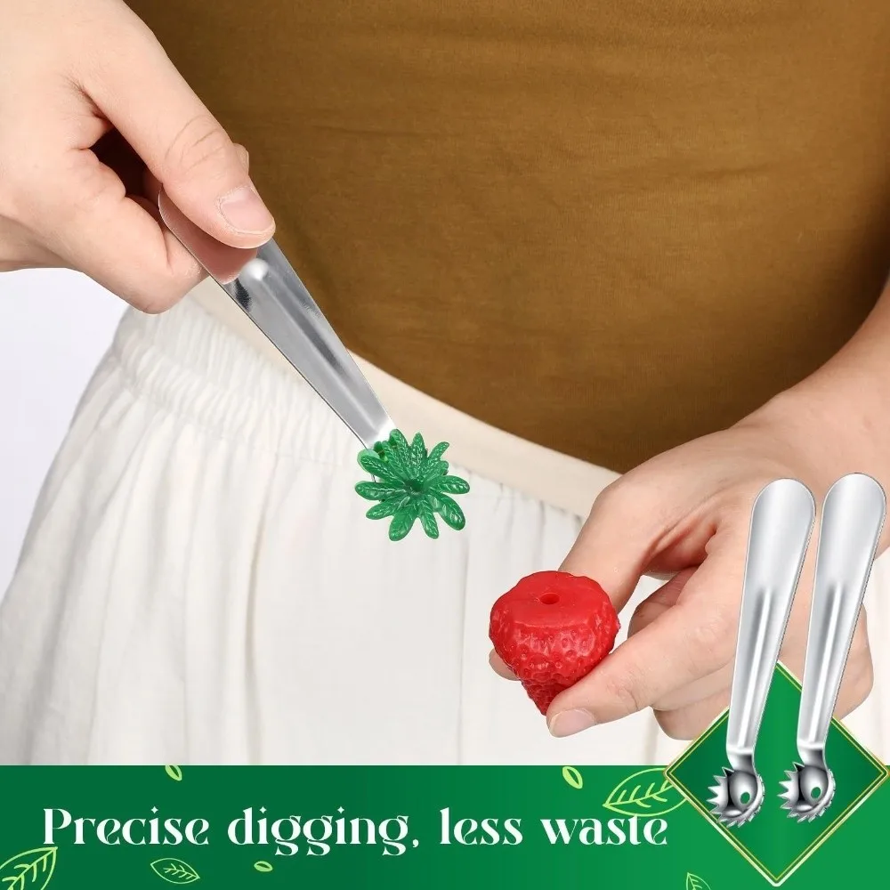 

2pcs/set Stainless Steel Tomato Corer Tool Stem Remover Mini Top Stem Remover Portable Strawberry Huller Food Preparation