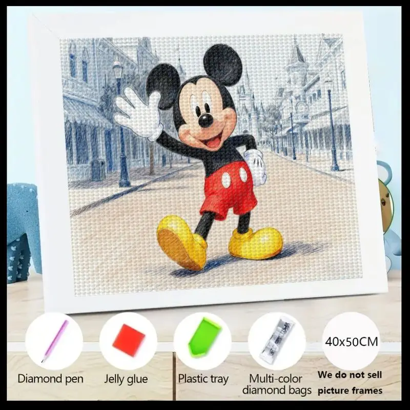 

1 шт. комплект алмазной живописи «Микки Маус» 5D, полная дрель, круглый горный хрусталь, художественное ремесло, сделай сам, мультяшный персонаж, блестящая картина с драгоценными камнями для K