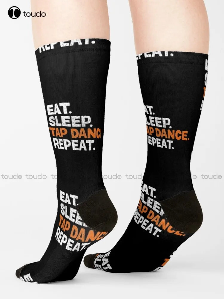 Eat Sleep Tap Dance Repeat Gift For Dancers Socks Work Socks For Men Unisex Adult Teen Youth Socks 360° Digital Print Streetwear