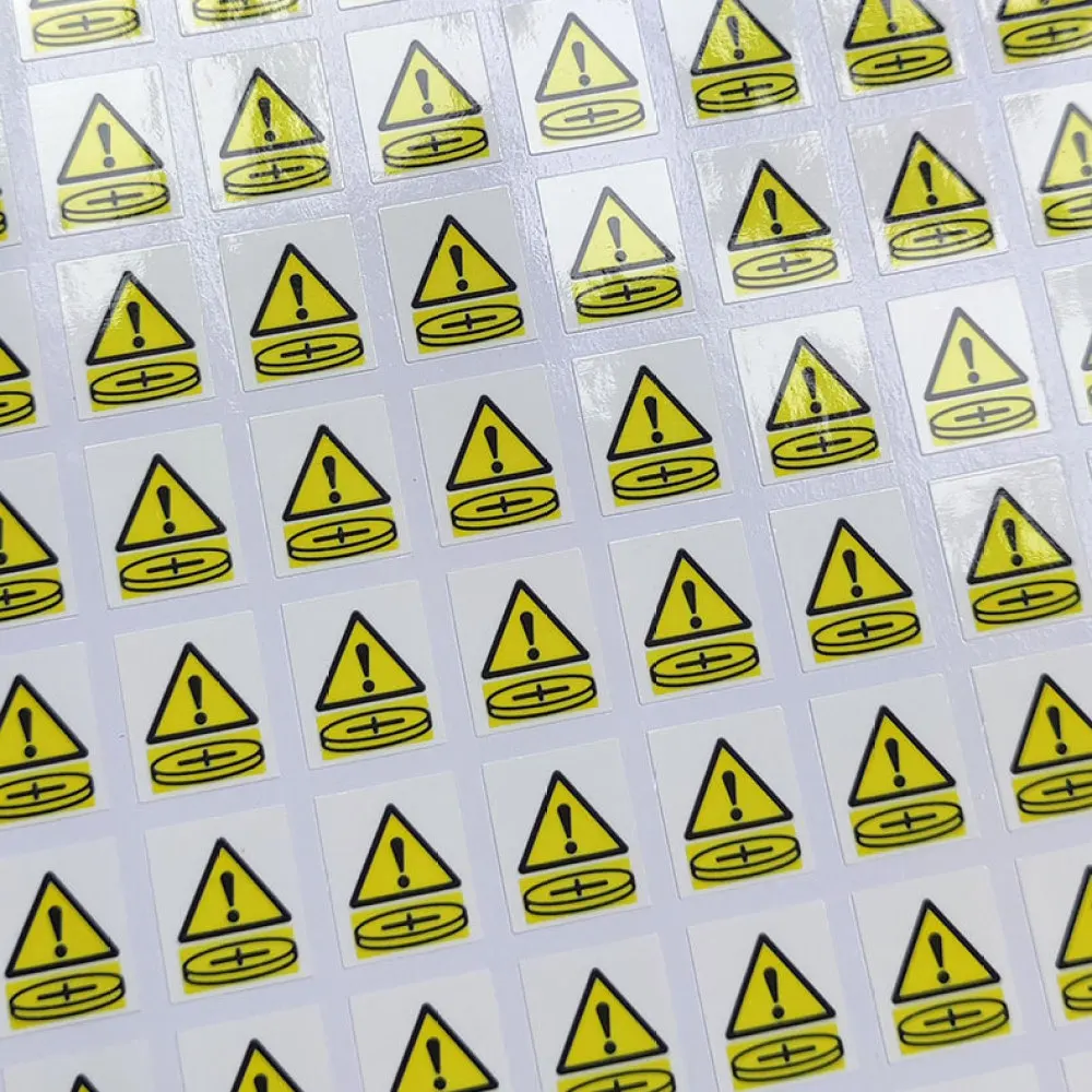 Button Battery Safety Hazard Label Square Adhesive PVC Sticker Environmental Protective Icon Sign For Retail Shipping Compliance