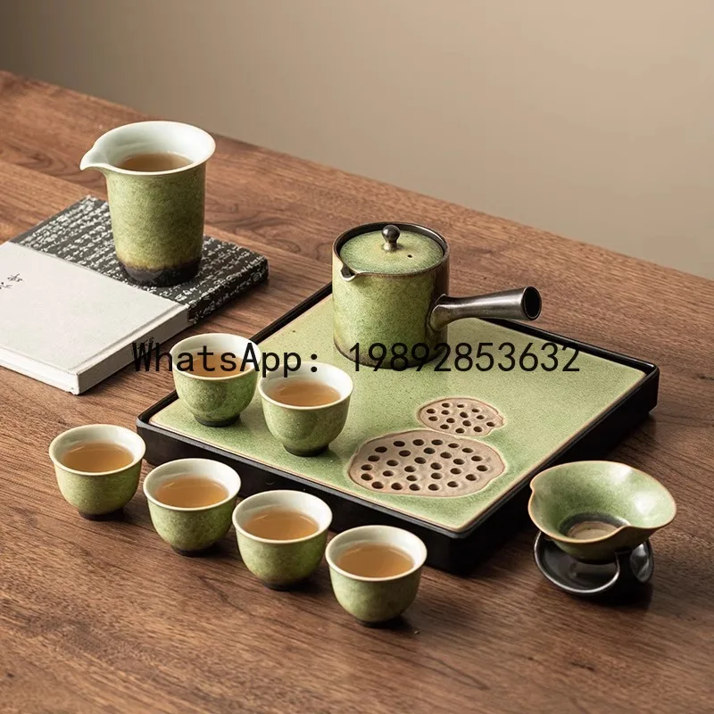 Hys kiln transformation tea set for home living room kung fu tea making retro ceramic tea tray