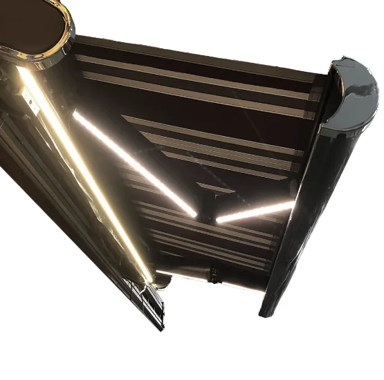 

Aluminum Full Cassette Motorized Retractable Awning with LED Light Modern Luxury Design Anti-UV & Waterproof Wall-Mounted
