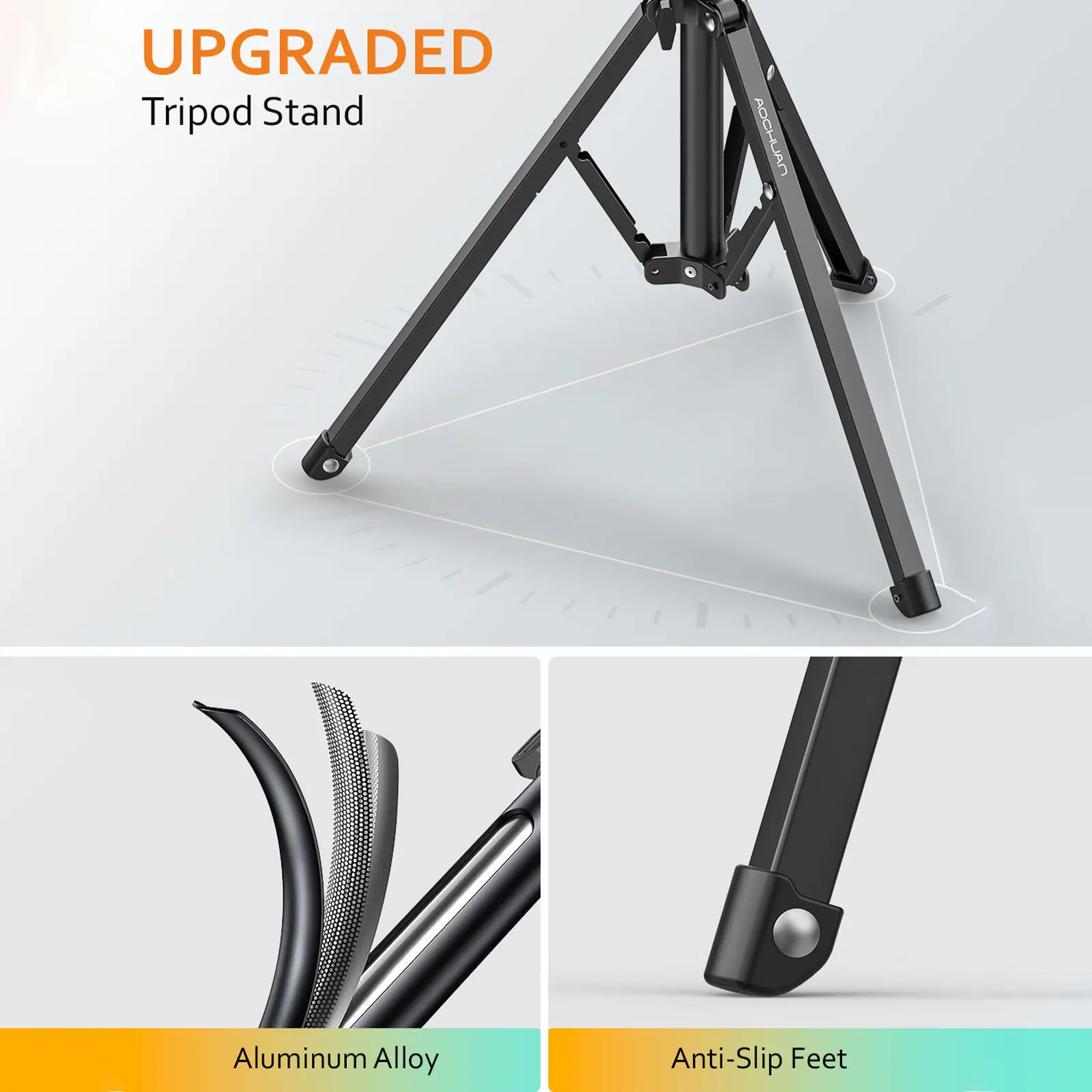 Aochuan 1.7m Complete Camera Tripod for Smartphone Camera Gimbal Stabilizer with 0.44m~1.7m Aluminum Lighting Bracket (T20)