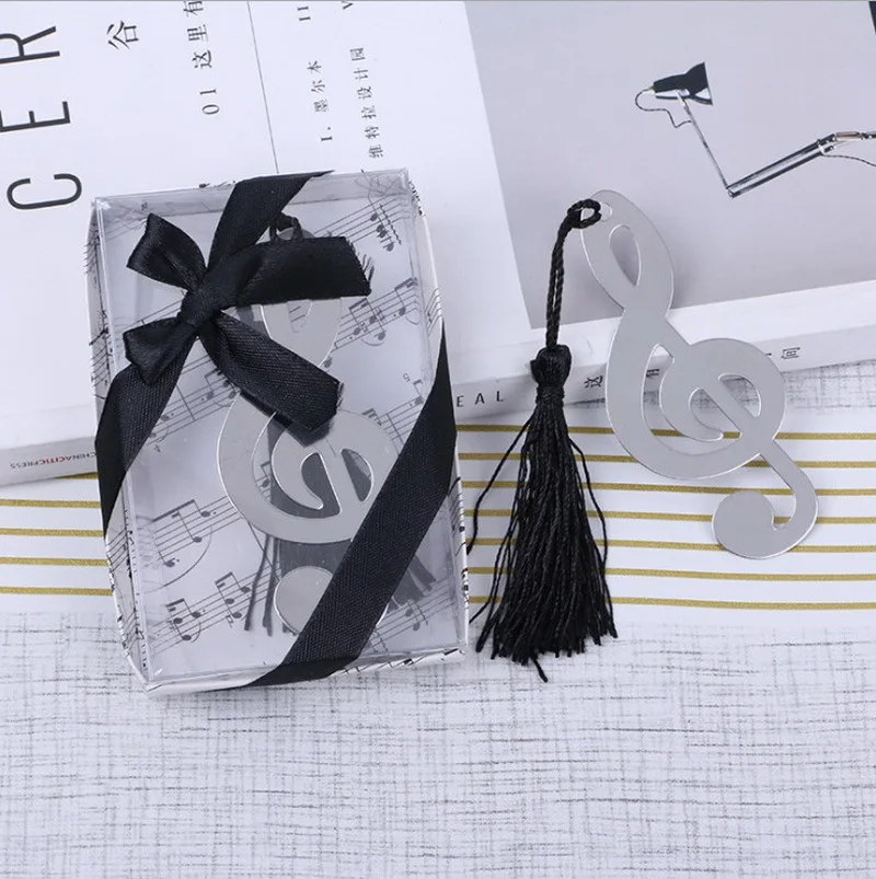 1 Piece Gift Box Creative Music Symbol Stainless Steel Tassel Bookmark, Exquisite Reading Gift, Student Bookmark, Graduation Sea