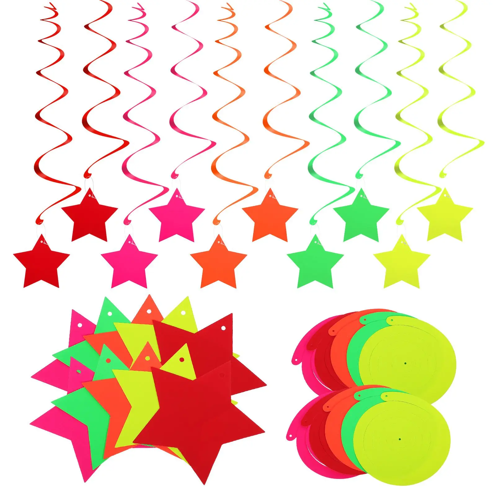 

Birthday Flag Decorations Swirl Ceiling Hanging Decors Paper Swirls Neon for Party Streamers