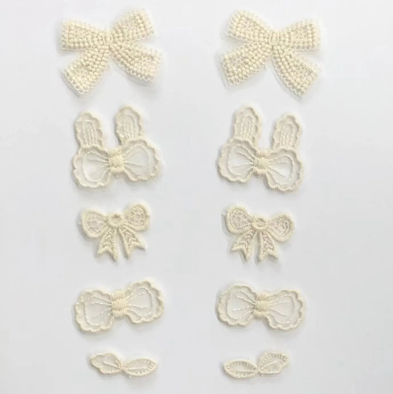 20pcs Cotton Thread Lace Patches Bowtie Cute Rabbit Ear Embroidery Korean Children's Clothing Pattern Volie DIY Accessories Trim