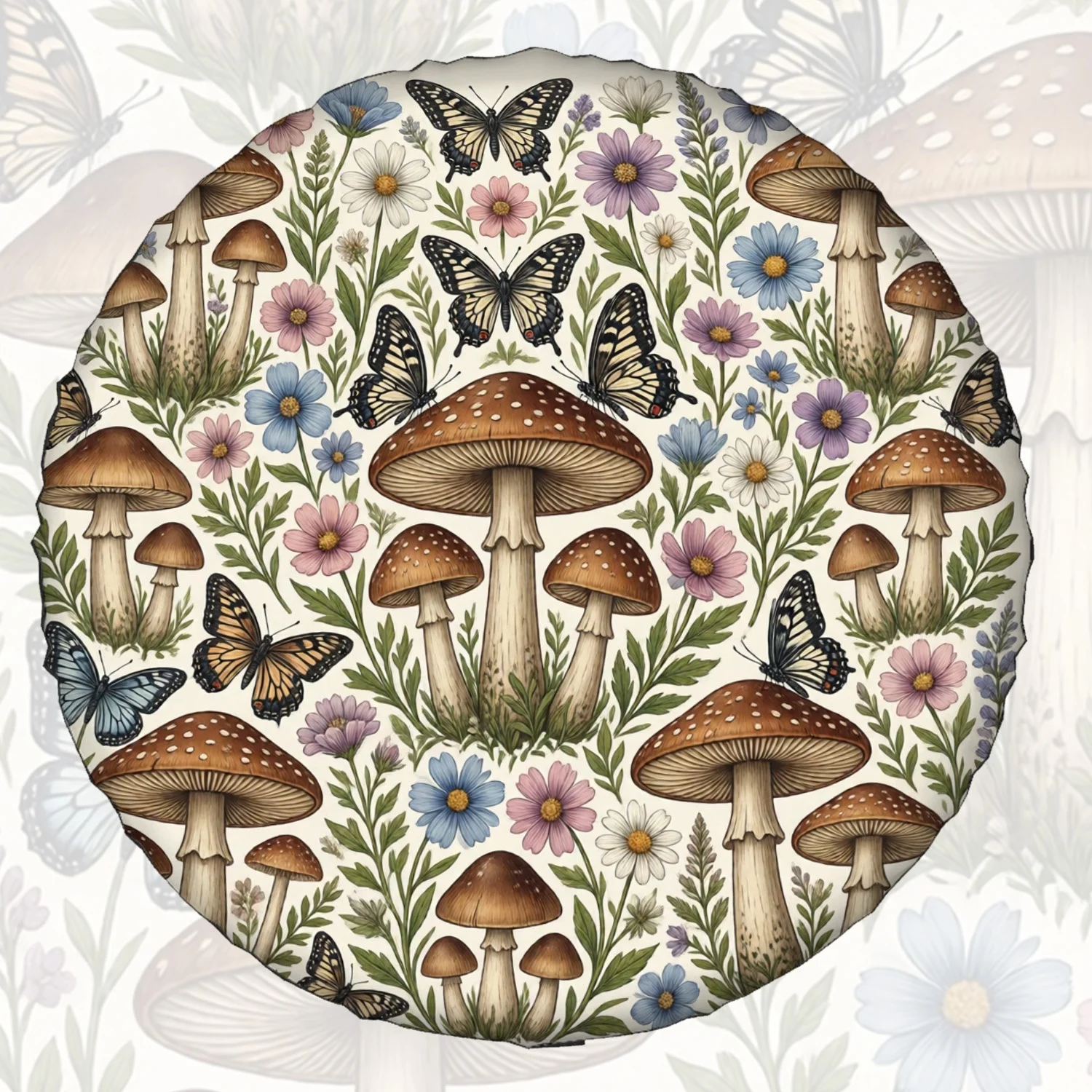 1pc Spare Tire Cover Whimsical Woodland Mushroom Floral Butterfly Pattern Weatherproof Dustproof Wheel Protectors Universal Whee