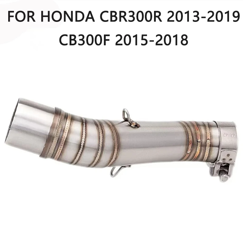 Slip-on 51MM Motorrad-Auspuff-Schalldämpfer Mittelrohr aus Stahl für Honda CBR300R 2013-2019 CB300F 2015-2018