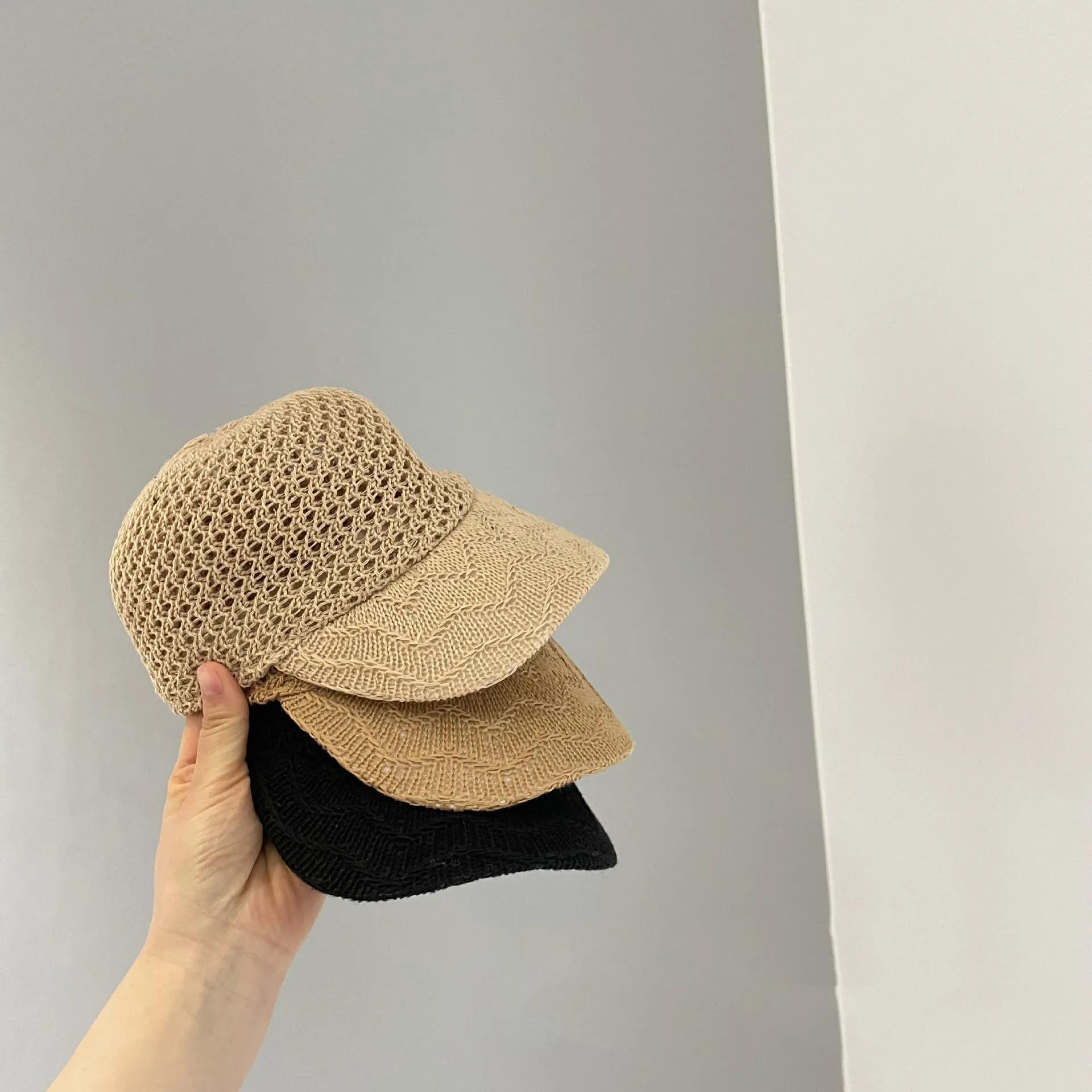 2023 Child Straw Peaked Caps Summer Kids Baseball Caps Handsome Cool Sun-shading Hollow-out Sunscreen Baby Straw Hat