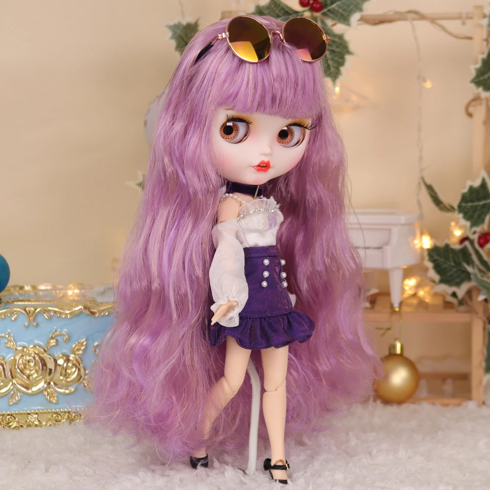 ICY DBS Blyth Doll Purple Hair White Skin Brown Hair Natural Skin 1/6 BJD JOINT body Neo Christmas Gift Anime