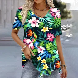 Women's 3d Bohemia Printed T shirts V-neck Short Sleeved Tops Fashion Hawaii Style Blouse Tops Tees Summer Clothing Hot Sale