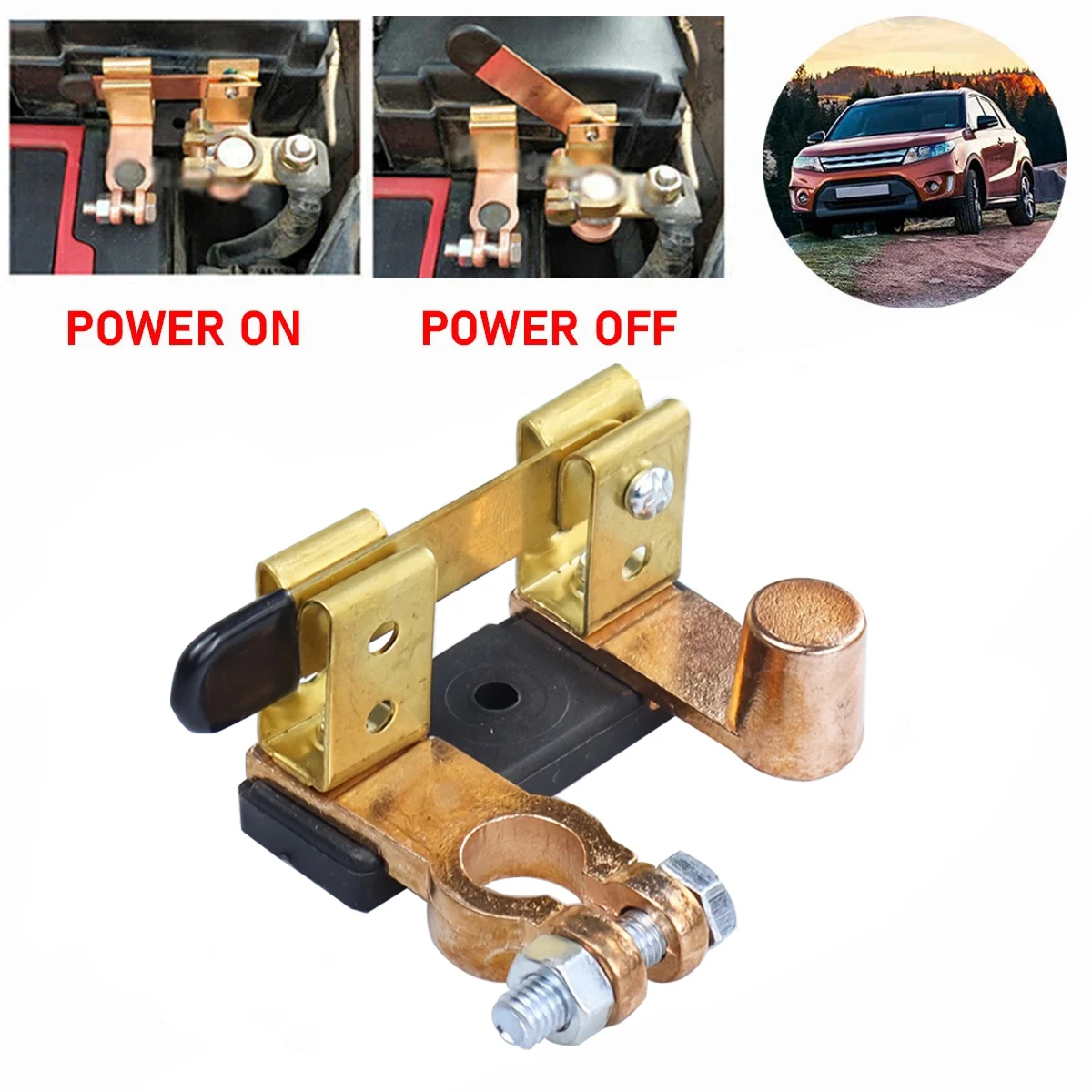 

12V/24V Car Battery Disconnect Switch - Marine-Grade Isolator Power Cut Off Knife Blade Switch for Car/Boat Terminal