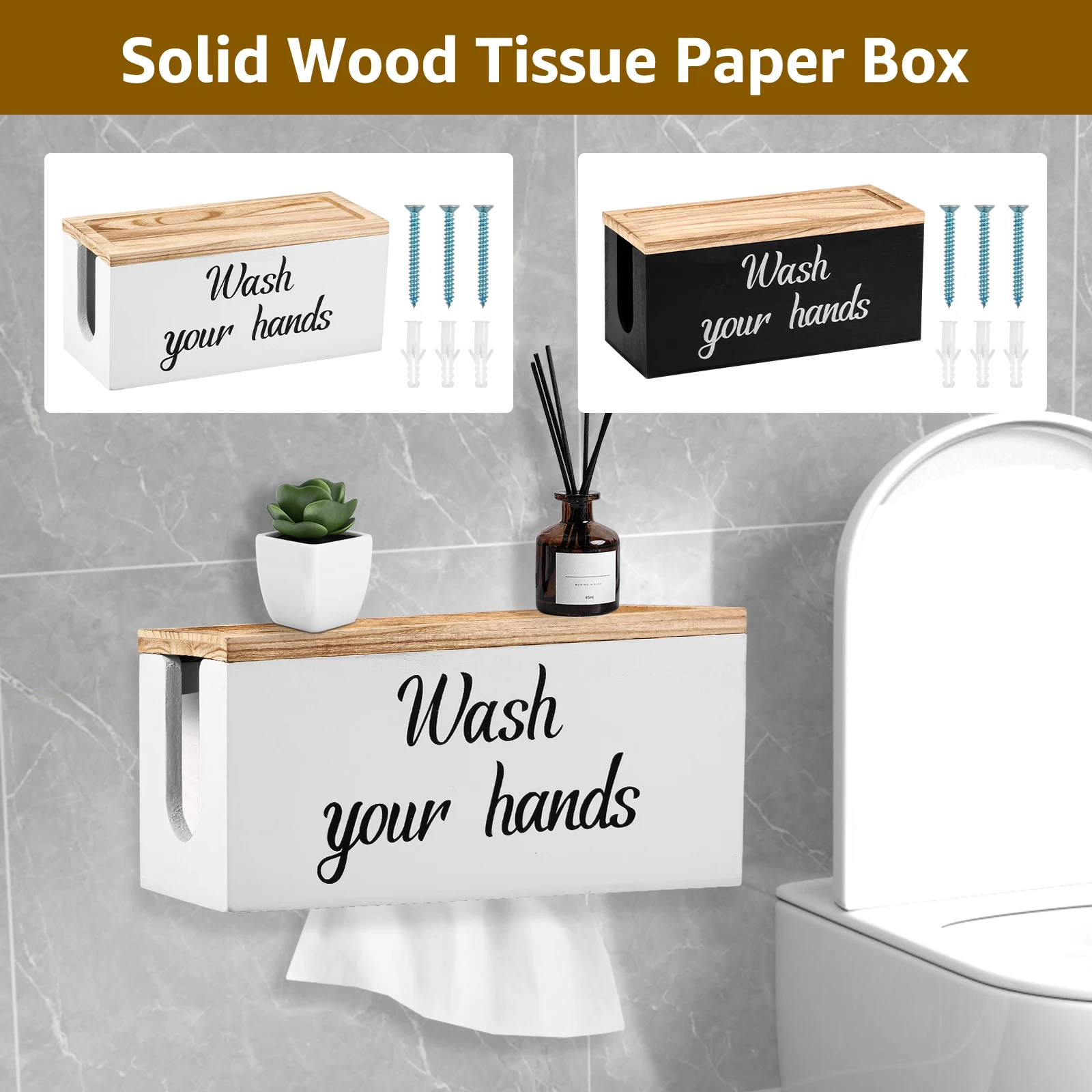 

Wooden Tissue Holder Household Paper Towel Storage Box Versatile Paper Towel Dispenser Removable Tissue Boxes for Home Office