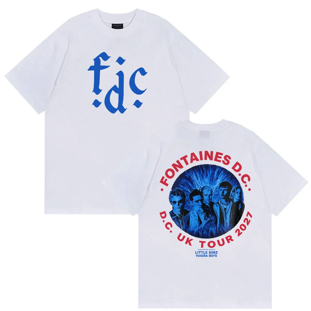 Fontaines D.C Band UK Tour 2027 Graphic T Shirts Men's Vintage O-Neck Fashion Clothing T-shirt Hip Hop Loose Short Sleeve Tshirt