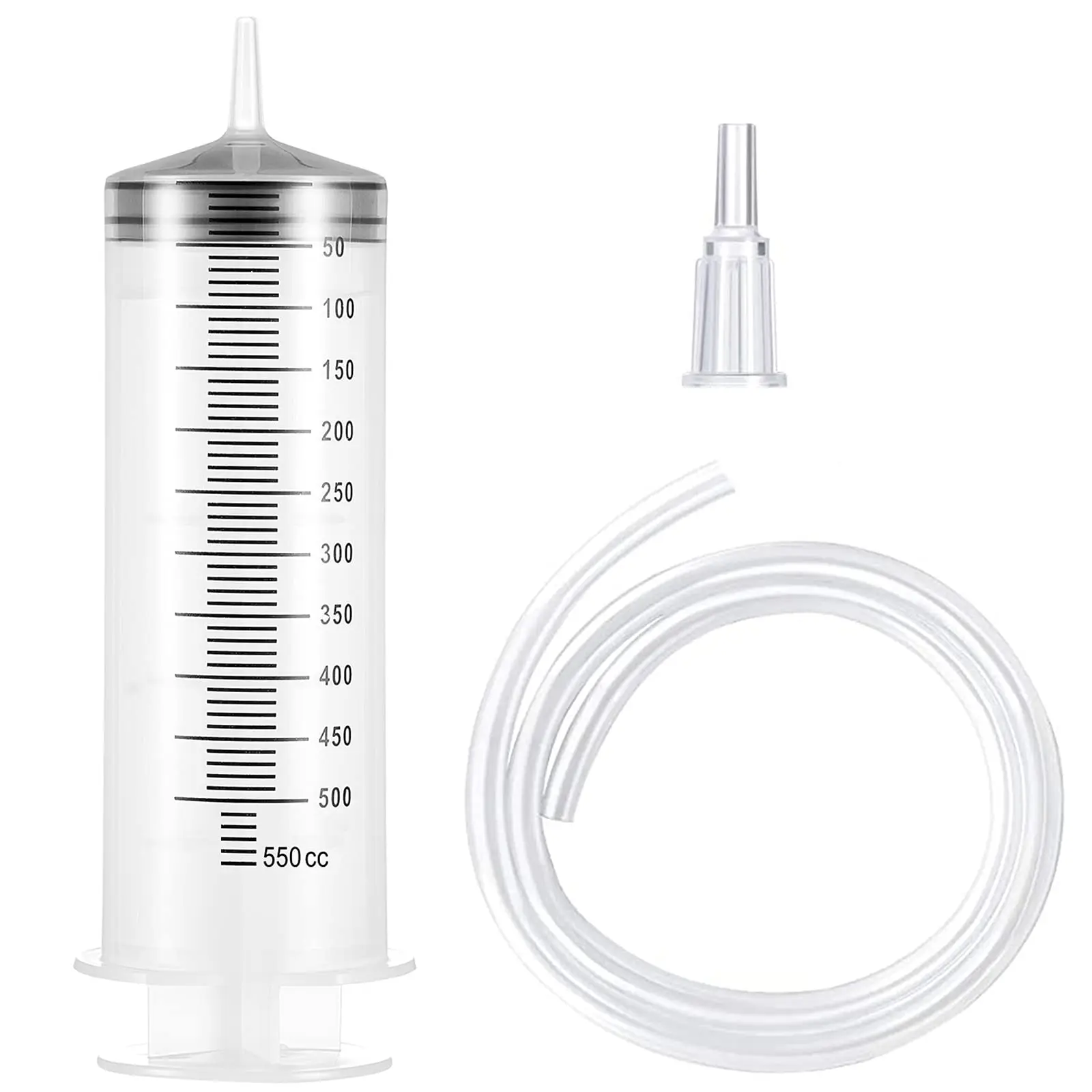 Large Syringe Tubing 500ML Plastic Syringe with Tube Converter Cap for Liquid Oil Glue Applicator Experiments Industrial Use