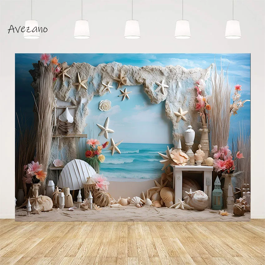 Avezano фотография Фон детский душ морской пляж портрет съемка фон океан Морская звезда Фотостудия