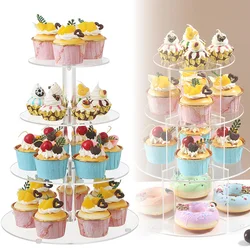 3/4/5/6 Tier Acrylic Round Cake Stand Transparent Cupcake Dessert Display Holder Birthday Wedding Christmas Party Decor Stands