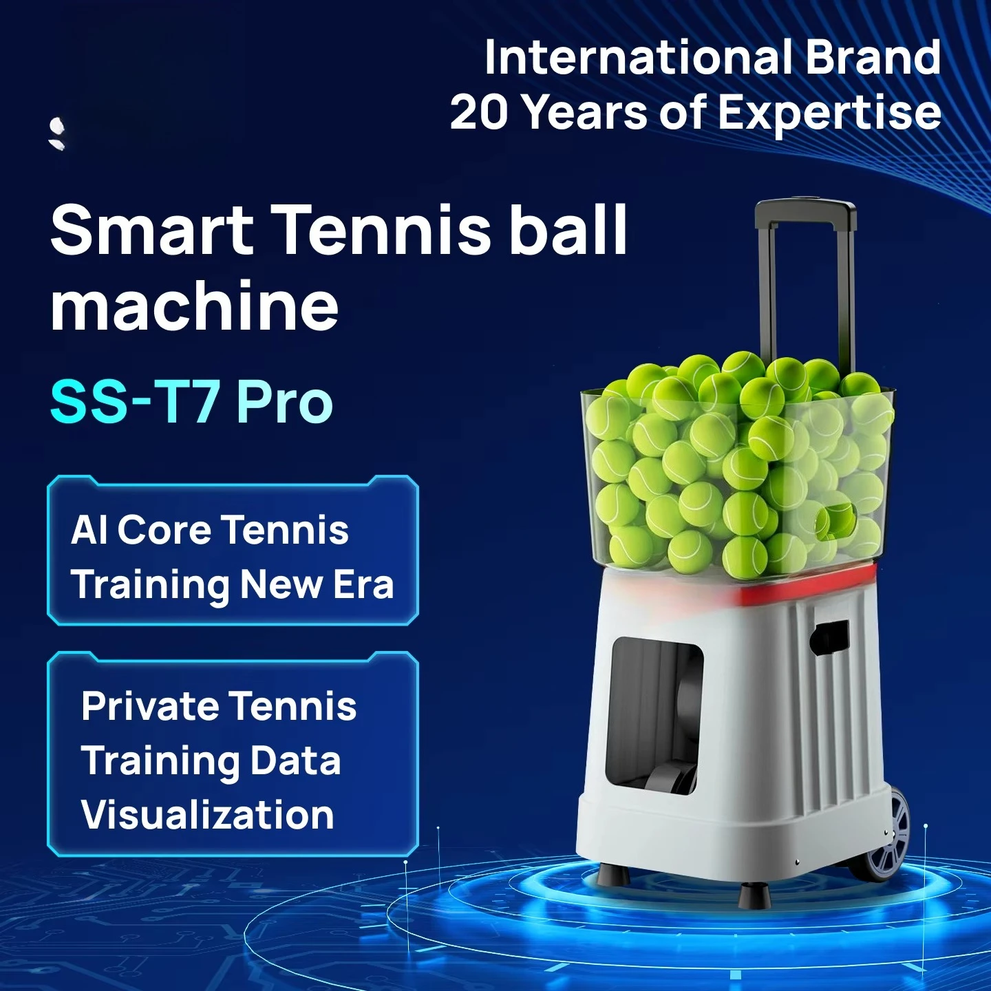 Tennis Ball Machine with AI Voice Control - T7 Pro Smart Sports Equipment with Remote & Data Share