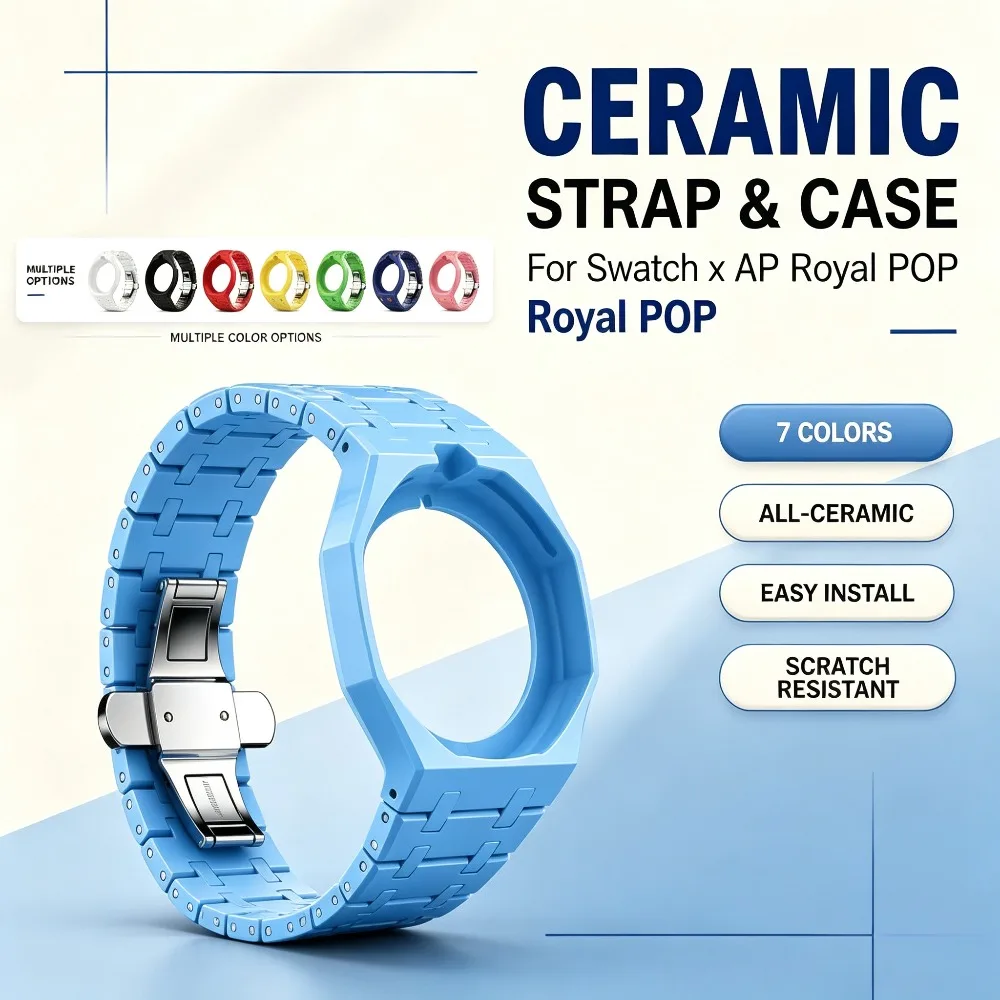 Upgraded Bio‑Material Case & Strap Kit For Swatch X AP Royal POP, Bio‑Based Watch Shell Mod Replacement Accessory Band