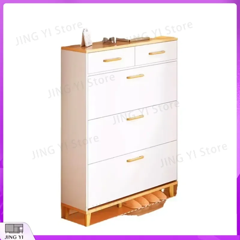 Ultra-Thin Wall Mounted Shoe Cabinet for Entryway Space Saving Clamshell Folding Shoe Rack Storage Organizer Home Utility