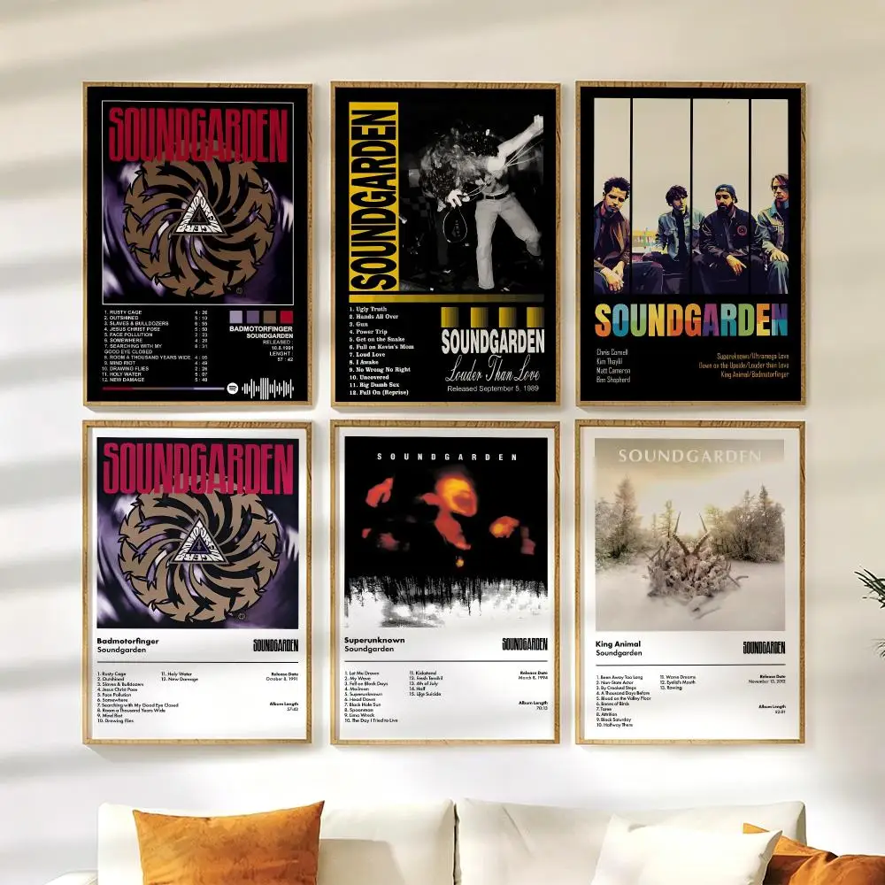 S-Soundgarden Poster Wall Stickers HD Painting Self Adhesive Art Decals for Bedroom Living Room Home Decor
