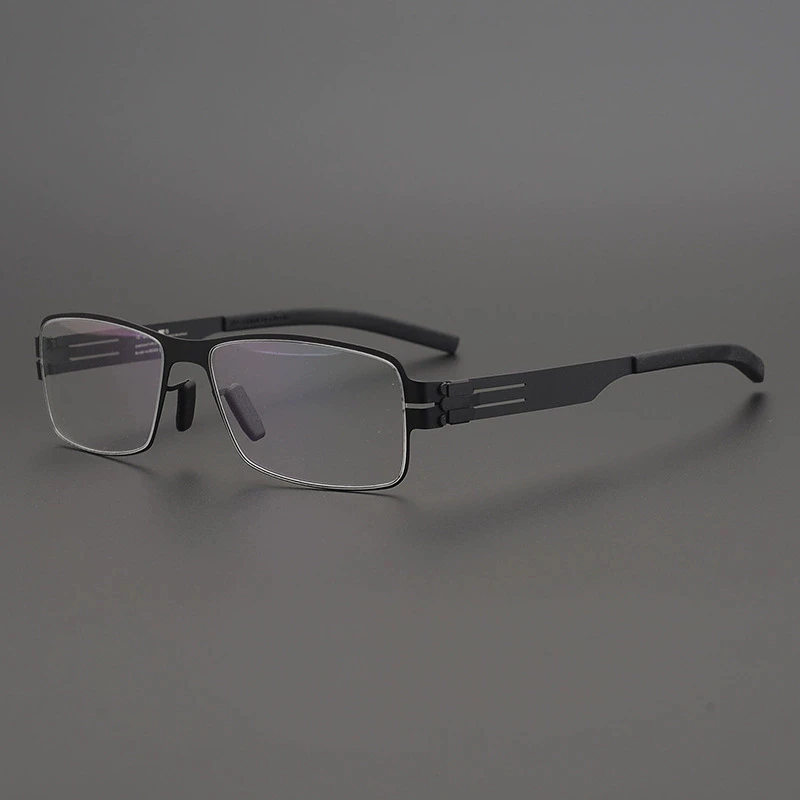 نظارات قراءة مربعة من التيتانيوم للرجال - عدسات طبية خفيفة الوزن بدون براغي، إطار بصري للجنسين