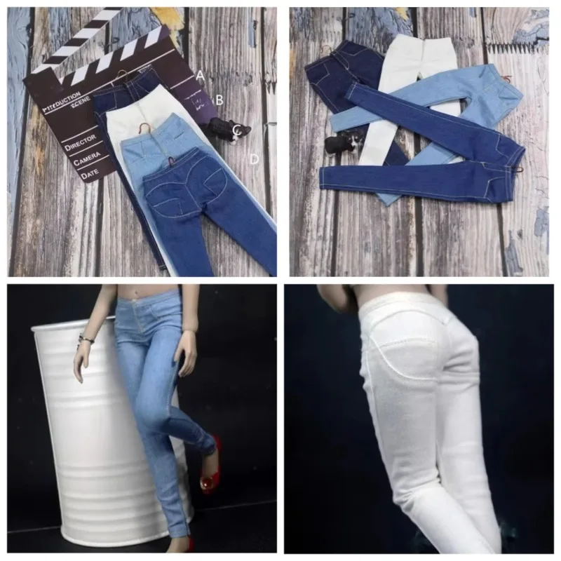 

ACN003 1/6 Scale Female Sexy Jeans Skinny Elastic Peach Hip Small Foot Pencil Pants Fit 12" Ph TBL JO Action Figure Body Dolls