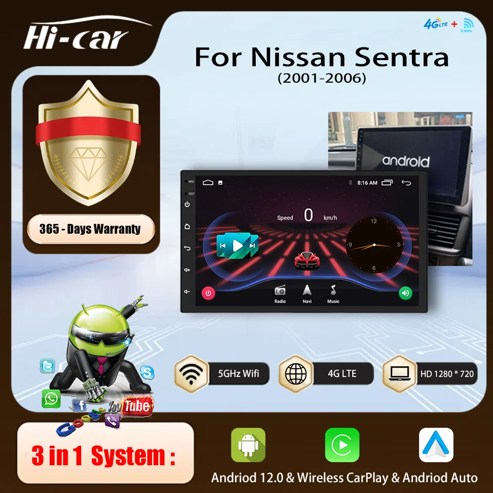 10Inch Car Radio for Nissan Sentra 2001-2006 GPS 4G LTE Multimedia Video Player Head Unit Radio Stereo 2din CarPlay & Android