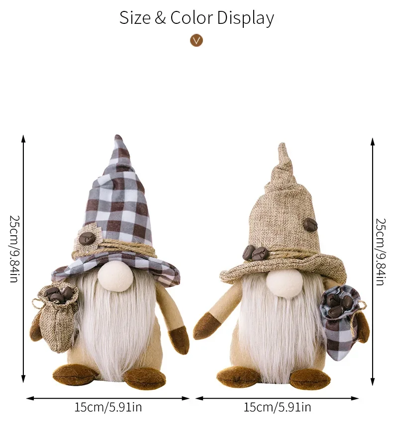 Coffee Bean Rudolf Doll New Home Decoration Coffee Faceless Doll Dwarf Decoration Holding