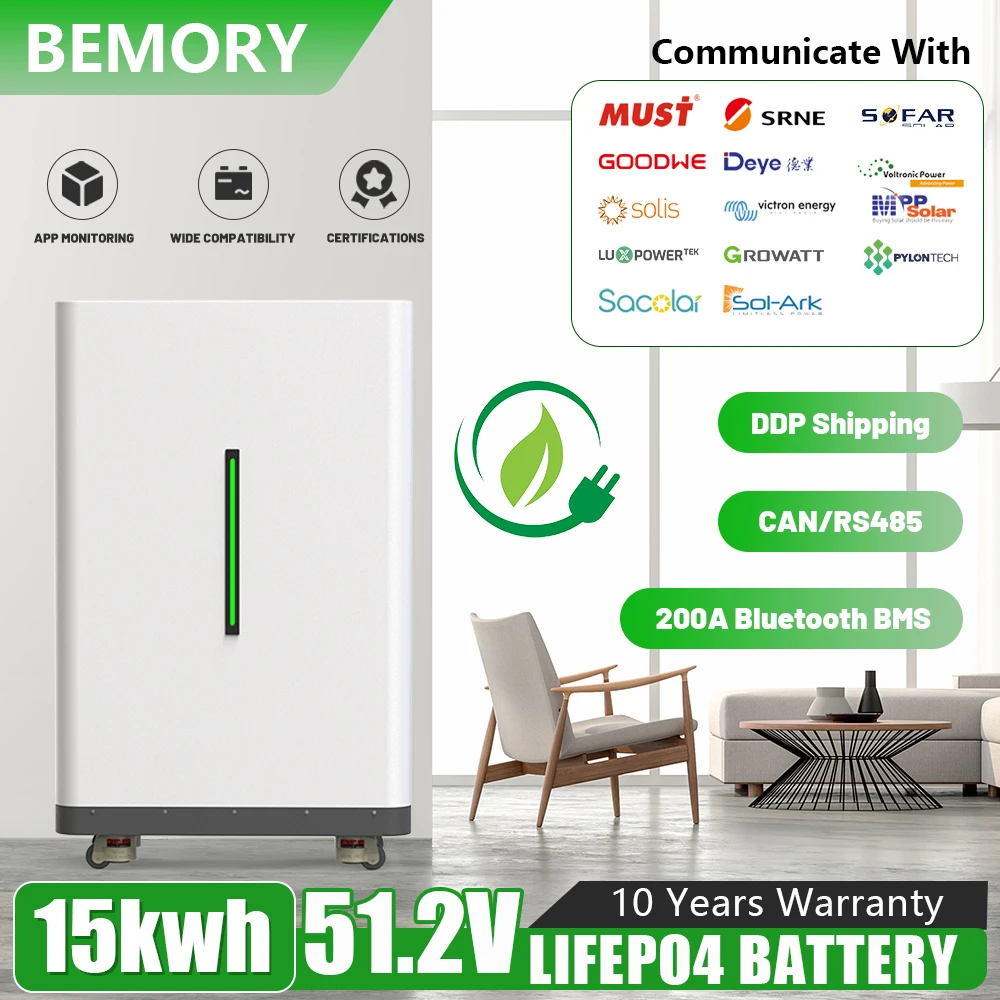 

48V LiFePo4 Battery 51.2V 300Ah 200Ah 100Ah Lithium Batteries 6000 Cycles Built-in Bluetoot BMS For Home Energy Storag EU NO TAX